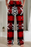 Multicolor Casual Print Pocket Patchwork Loose Mid Waist Straight Full Print Bottoms