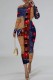 Red Casual Print Patchwork Long Sleeve Dresses