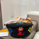 Black Casual Street Letters Patchwork Fluffy Contrast Bags