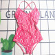 Pink Sportswear Letters Patchwork Backless Swimwears