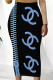Blue Casual Letter Print Contrast Regular High Waist Full Print Bottoms