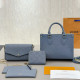 Blue Casual Daily Letters Patchwork Chains Embossed Bags