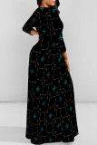 Stripe Elegant Striped Print Flowers Leopard Lace Up Contrast O Neck Printed Dresses