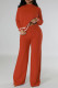 Red Casual Stripe Patchwork Contrast O Neck Long Sleeve Two Pieces