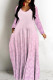 Light Pink Casual Print Basic V Neck Long Dresses