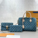 The cowboy blue Casual Daily Letters Distressed Patchwork Chains Bags