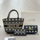 White Blue Casual Street Letters Embroidered Patchwork Contrast Bags