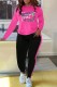 Rose Red Casual Sportswear Daily Letter Print Patchwork O Neck Long Sleeve Two Pieces