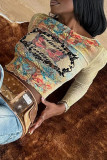Yellow Casual Print Patchwork O Neck Tops