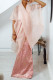 Pink Casual Solid Color Patchwork See-Through V Neck T-Shirts