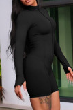 Grey Sexy Solid Color Patchwork Zipper Zipper Collar Skinny Rompers