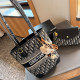 Black White Casual Street Letters Embroidered Patchwork Adjustable Bags(Send pendant)