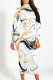 White Casual Street Colorblock Striped Print Contrast Half A Turtleneck Dresses