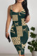 Ink Green Sexy Street Tie Dye Letter Print Contrast U Neck Printed Dresses