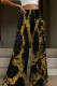 Black Casual Print Patchwork Loose High Waist Wide Leg Full Print Bottoms
