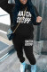 Black Casual Print Pocket Patchwork Hooded Long Sleeve Two Pieces