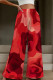 Red Casual Print Patchwork Loose High Waist Wide Leg Full Print Bottoms