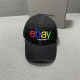 Black Casual Letters Embroidered Distressed Patchwork Hat