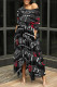 Black Casual Street Letter Print Pocket Irregular Contrast O Neck Irregular Dresses