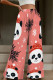 Peach Casual Print Patchwork Loose High Waist Wide Leg Full Print Bottoms