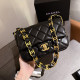 Black Casual Letters Patchwork Metal Accessories Trim Bags