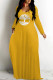 Yellow Casual Cartoon Print Pocket V Neck Printed Dresses