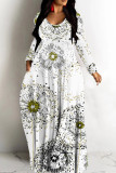 Camouflage Casual Print Basic V Neck Long Dresses
