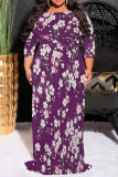 Earth Yellow Casual Floral Print Lace Up Contrast O Neck Printed Dresses