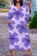 Purple Casual Floral Print Pocket V Neck Long Plus Size Dresses