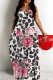 Black Pink Casual Floral Print Backless Spaghetti Strap Long Dresses