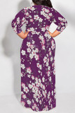 Earth Yellow Casual Floral Print Lace Up Contrast O Neck Printed Dresses