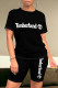 Letter Print Casual Street Cartoon Print Letters Contrast O Neck Short Sleeve Two Pieces