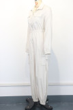 Black Casual Solid Color Patchwork Zipper Zipper Collar Regular Jumpsuits