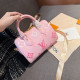 Pink Casual Letters Zipper Contrast Embossed Bags