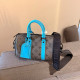 Blue Gray Casual Letters Patchwork Zipper Contrast Bags