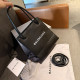Black Casual Daily Letters Patchwork Texture Contrast Bags