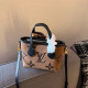 Black Brown Casual Street Letters Patchwork Zipper Contrast Embossed Bags