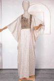 Blue Elegant Patchwork Asymmetrical Collar Long Dresses
