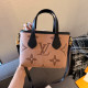 Pink Black Casual Street Letters Patchwork Zipper Contrast Embossed Bags