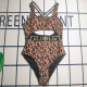 Brown Sexy Print Hollow Out Patchwork Swimwears