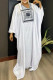 White Elegant Patchwork Asymmetrical Collar Long Dresses