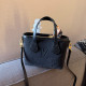 Black Casual Letters Zipper Embossed Bags