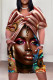 Pink Casual Street Figure Print Pocket Contrast V Neck Printed Plus Size Dresses