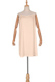 Green Elegant Solid Color Patchwork See-Through With Belt V Neck Plus Size Two Pieces