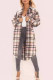 Brown Casual Plaid Buckle Patchwork Turndown Collar Outerwear