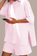 Pink Casual Solid Color Patchwork Slit O Neck Half Sleeve Two Pieces