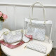 White Casual Letters Patchwork See-Through Zipper Bags