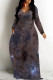 Multicolor Casual Street Geometric Print The stars Pocket Contrast V Neck Printed Dresses