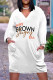 White Black Casual Street Letter Print Pocket Contrast V Neck Printed Plus Size Dresses
