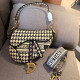 Black White Casual Letters Embroidered Irregular Contrast Bags